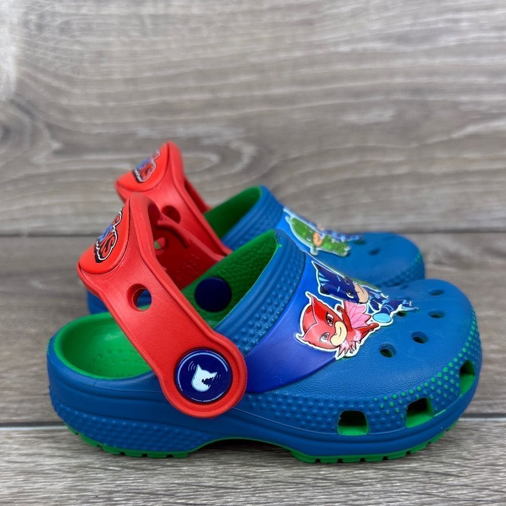 Crocs Classic Iconic Comfort PJ Masks Toddler Boy Sz 5 Blue Slip On Clog Sandals